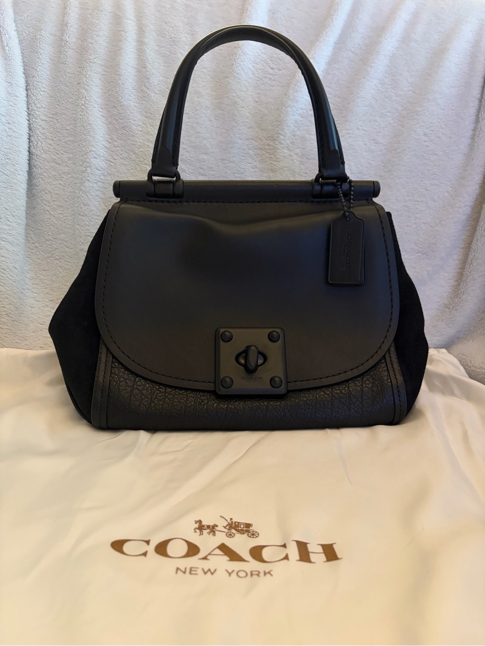 Coach Black Leather & Suede Drifter Bag
